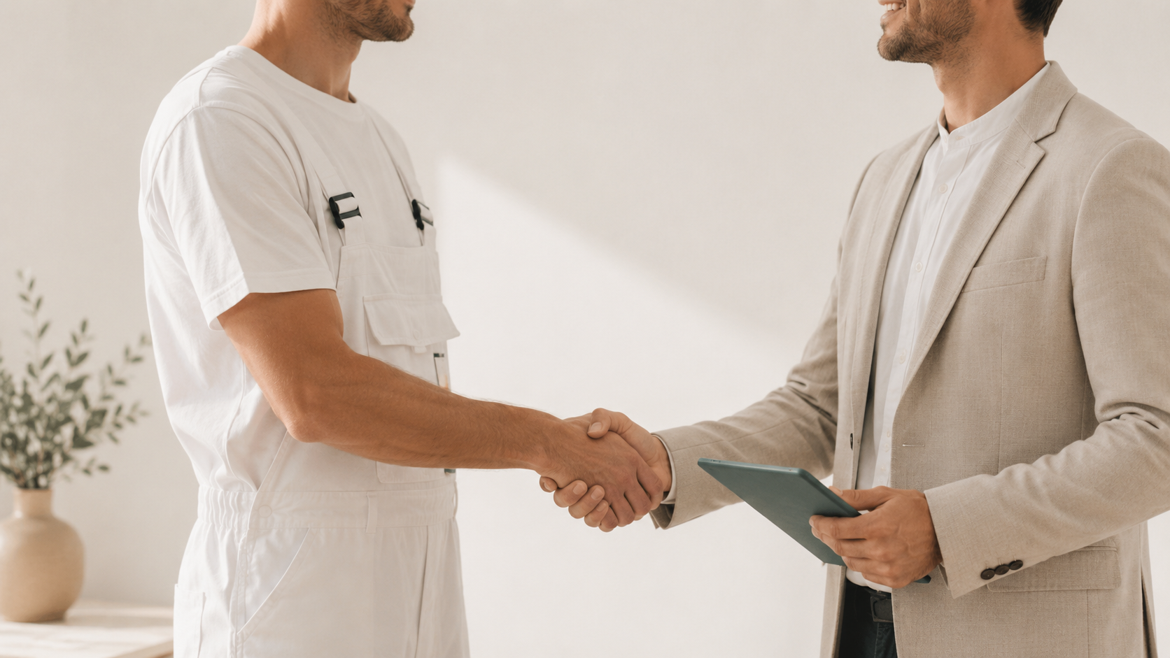 Dos professionals formalitzant una col·laboració